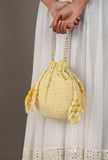 Lemon Yellow Chikankari Georgette Potli