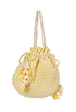 Lemon Yellow Chikankari Georgette Potli