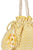 Lemon Yellow Chikankari Georgette Potli