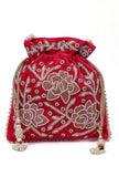 Radiant Raspberry Glass Stone Potli