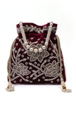 Elegant Boysenberry Bliss Potli With White Mogra Pearl