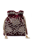 Elegant Boysenberry Bliss Potli With White Mogra Pearl