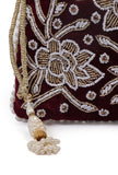 Elegant Boysenberry Bliss Potli With White Mogra Pearl