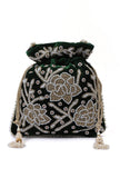 Elegant Emerald Bag With White Mogra Pearl