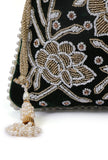Elegant Emerald Bag With White Mogra Pearl
