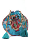 Heavenly Sky Blue Shreenathji With Lotus Potli