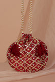 Opulent Maroon Potli With The Gota & Glass Work