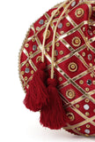 Opulent Maroon Potli With The Gota & Glass Work