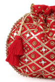 Luminous Red Potli With Gota Work