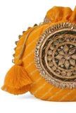 Sunshine Yellow Gotapatti Potli with Tassels