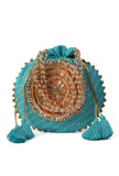 Radiant Sky Blue Potli with Gotapatti Detail Potli