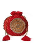 Crimson Red Gotapatti Potli with Tassels
