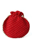 Crimson Red Gotapatti Potli with Tassels