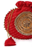 Crimson Red Gotapatti Potli with Tassels