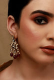 Rose Pink Kundan Beads Earrings