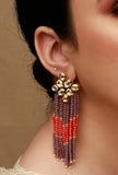 Lilac Beads Kundan Earrings
