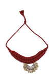 Mehreen Maroon Kundan Tribal Necklace