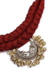 Mehreen Maroon Kundan Tribal Necklace
