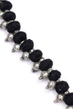 Set of 2: Black with Silver Beads Tribal Anklet