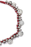 Maroon with silver coin Tribal Choker