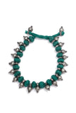 Set of 2: Teal with Silver Beads Tribal Anklet