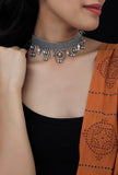 Sneha Silver Black Thread Necklace