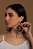 Aza Burgundy Red Ghungroo Tribal Earrings