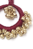 Aza Burgundy Red Ghungroo Tribal Earrings