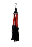 Red and Black Thread Tassels Earrings