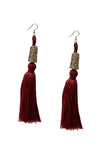 Maroon Tassels Tribal Earrings