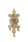 Sea Green Gold Stone Pearl Earrings