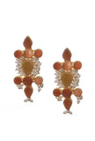Narangi Orange Gold Stone Pearl Earrings