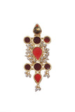 Scarlet Red Gold Stone Pearl Earrings
