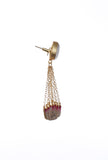 Pink Lotus Gold Chain Earrings
