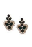 Pine Green Gold Stone Pearl Earrings