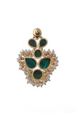 Pine Green Gold Stone Pearl Earrings
