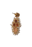 Coral Orange Gold Stone Pearl Earrings
