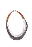 Grey and White Cruelty Free Leather Layered Necklace