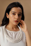 Irish White Cruelty Free Leather Layered Necklace
