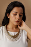 Gold and White Layered Thread Necklace