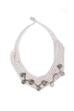 Daisy White Coin Layered Thread Necklace