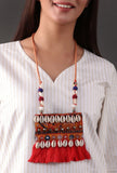 Tangerine orange Kutch embroidery choker necklace by Saagah by Tjori