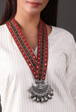 Red Kutch V Neck Necklace