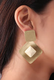 Tri Squared Brass Earrings