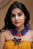 Royal Blue Thread Silver Tribal Necklace