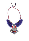 Royal Blue Thread Silver Tribal Necklace