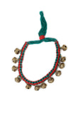 Handcrafted ghungroo anklet with teal and red beads