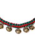 Tribal-style anklet with red and teal ghungroos