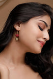 Maroon Bead & Ghungroo Tribal Earrings