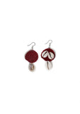 Scarlet Red Cowrie Shell Tribal Earrings